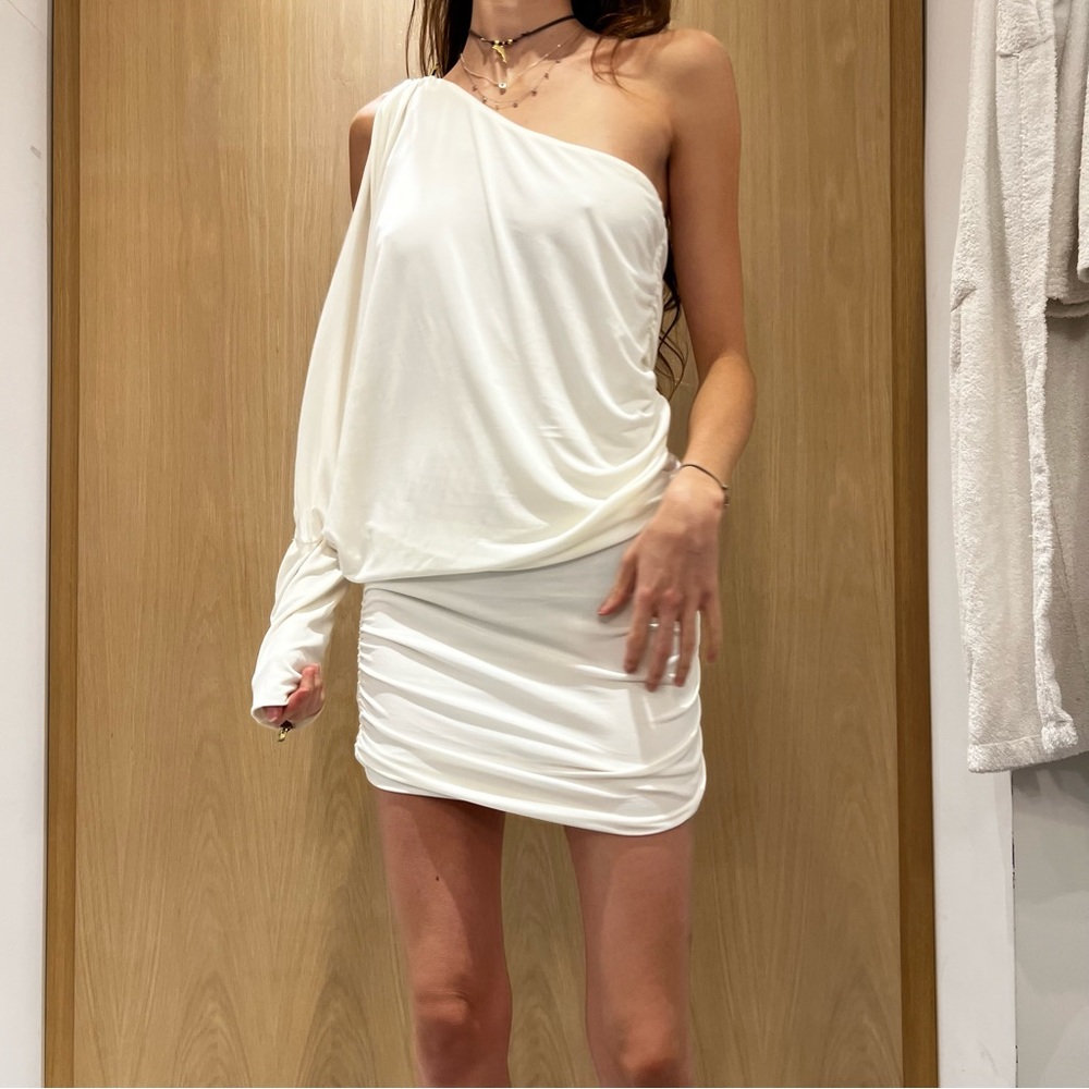 White mini off the shoulder dress